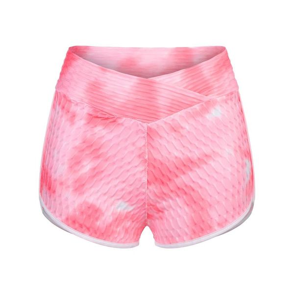 

yoga outfit 40# high waist tie-dye print stretchy leggings wrinkled running stretch women shorts fitness gym exercise skinny joggers