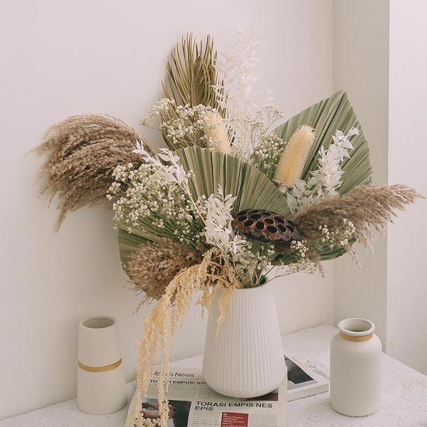 

decorative flowers & wreaths 1set natural dried palm leaf fan plant tree leaves home garden wedding arrangement party living room decor