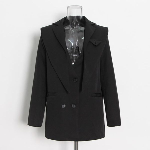 

women's suits & blazers brand fashion commuter double-breasted suit british style black jacket korean over size dongdaemun women autumn, White;black