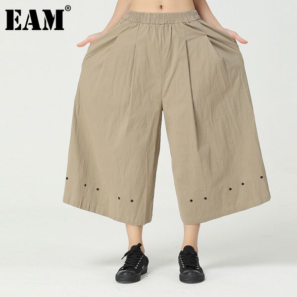 

[eam] high waist black big size hollow out wide leg long trousers loose pants women fashion spring autumn 1dd6713 210512, Black;white