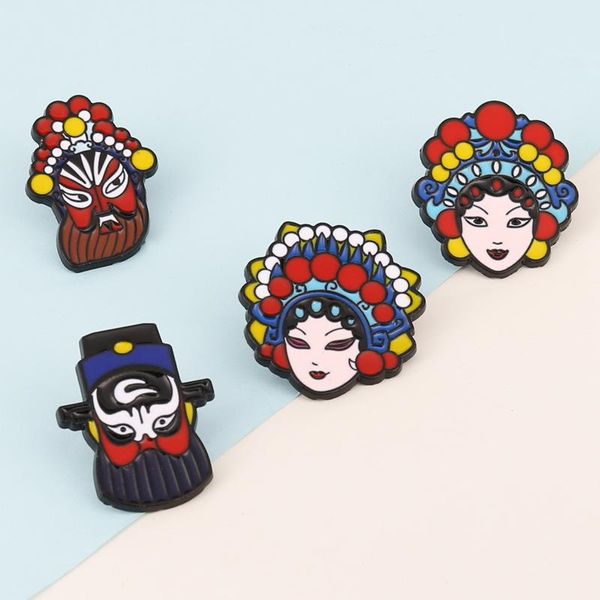 

pins, brooches 2pcs brooch chinese style opera dripping oil collar pin accessories hua dan buckle small jewelry enamel, Gray