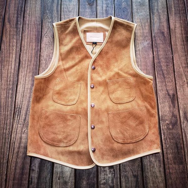 

men's vests l008 asian size super quality tanned veg sheep leather vintage waistcoat stylish biker vest, Black;white