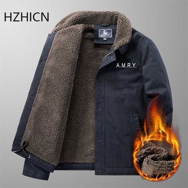 

winter men's jackets cashmere casual cotton fleece bomber jacket fashion warm coats brand plus velvet clothing 211029, Black;brown