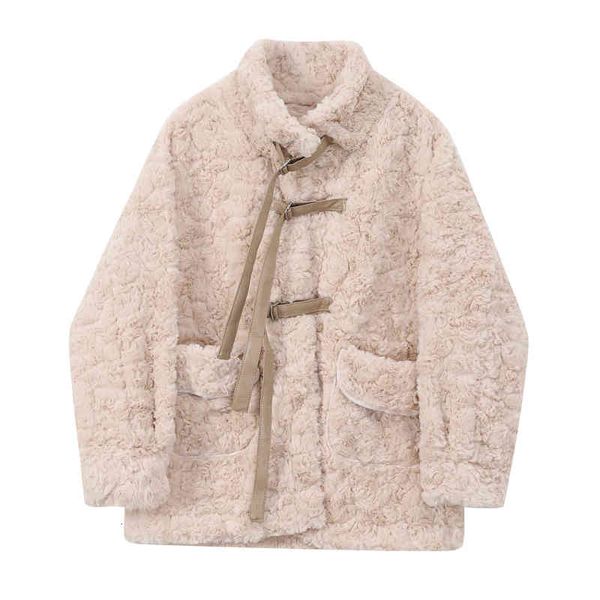 

women's fur & faux velo jaqueta cashmere outono inverno casaco de lÃ£ feminino macio quente curto Ãºnico breasted grande bolso gola dodf, Black