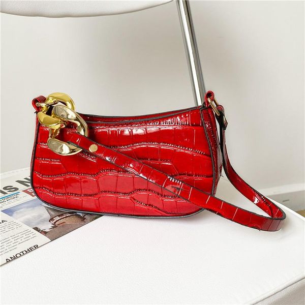 

evening bags brand designer crocodile pattern women's shoulder bag retro simple handbag small baguette crossbody