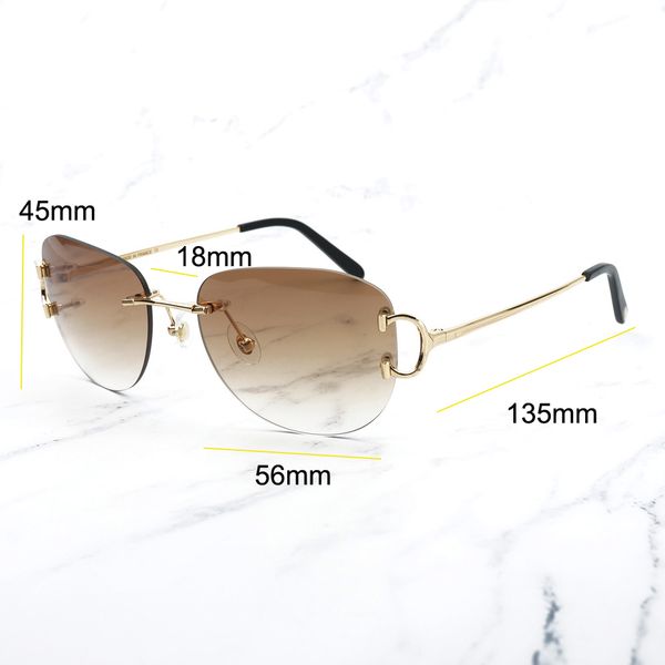 

rimless pilot style sunglasses for men women colorful choice for summer luxury carter glasses super quality wholesale frames ytszjnarzj, White;black