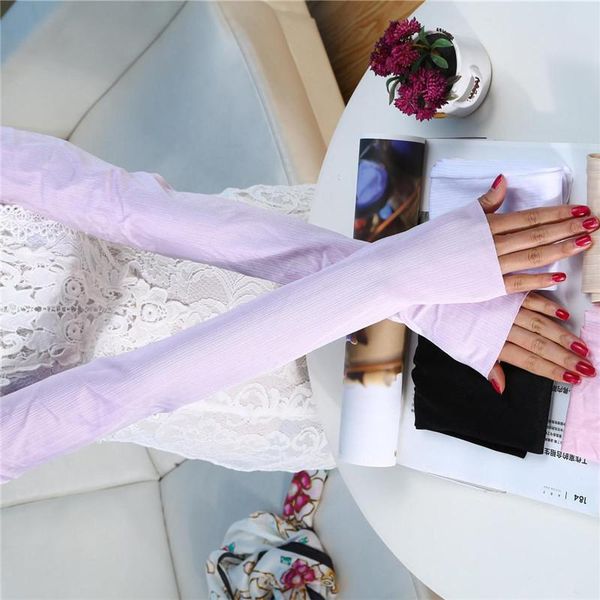 

fingerless gloves fashion thin silks and satin summer simple sun for pure color female arm sleeve manufacturer direct sale limited, Blue;gray