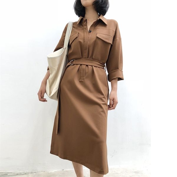 

women's autumn and winter dresses inner long-sleeved solid color loose thin ladies thick mid-length pl285 210506, Black;gray