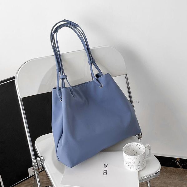 

evening bags nylon fashion casual shoulder high capacity women's handbags summer student shopping tote solid color handle bag