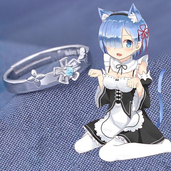 

cluster rings anime re:life in a different world from rem 925 sterling silver adjustable finger ring men women cosplay jewelry props gi, Golden;silver