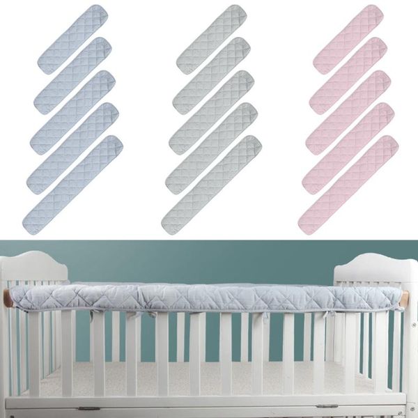 

bedding sets 2pcs cotton crib protection wrap edge baby anti-bite solid color bed fence guardrail born rail cover care safety