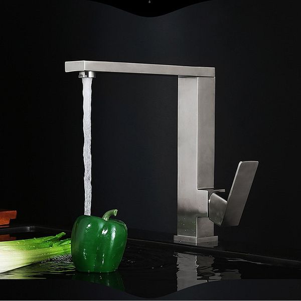 

kitchen faucets factory direct new arrival solid stainless steel square cooby wide uzi swivel brushed laundry flick mixer tap fauc