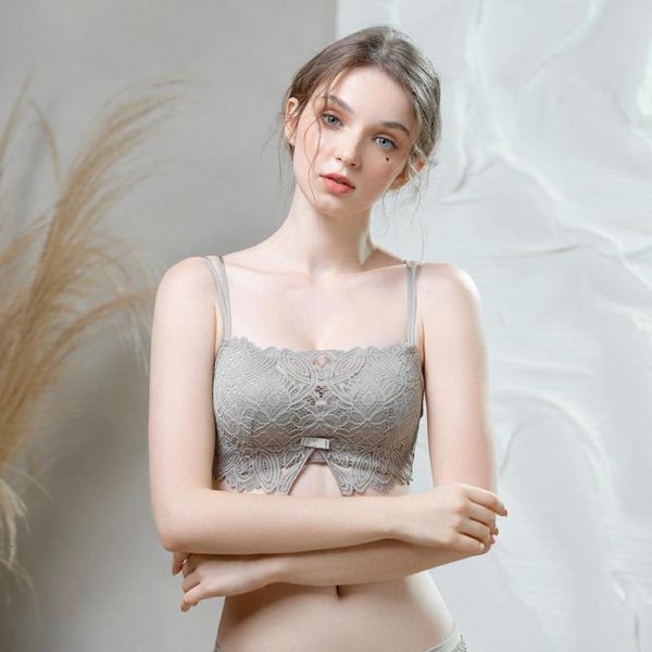 

rimless 2021 lace underwear style back bra thin cup, Red;black