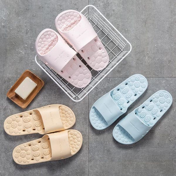 

men/women home sandals ladies thick bottom hole massage slippers female indoor non-slip bathroom fashion house shoes, Black