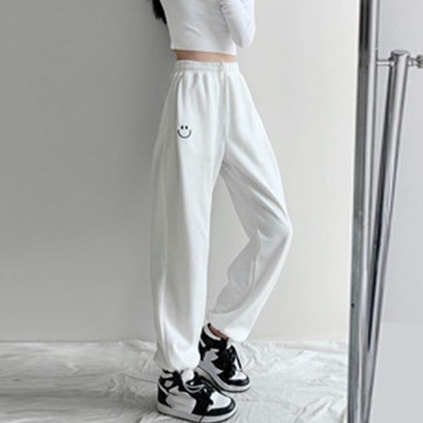 

women's pants & capris women high waist sweatpants 2021 spring autumn baggy fashion sports female joggers streetwear trousers, Black;white