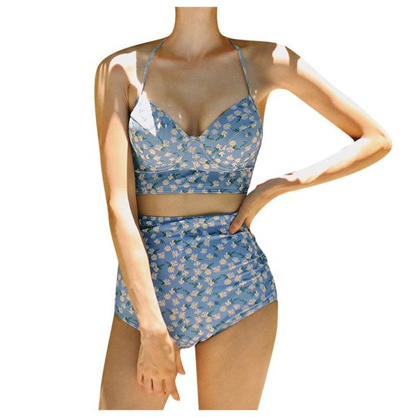 

one-piece suits women's fashion floral print split swimsuit bikini