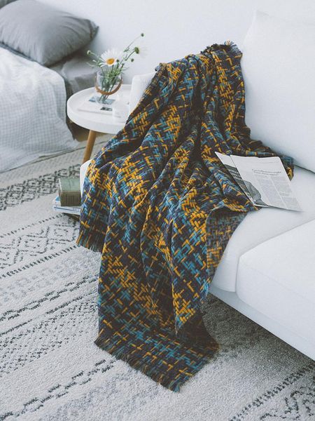 

blankets sofa blanket thick knitted tassel single office simple nap nordic style air-conditioned small home decoration