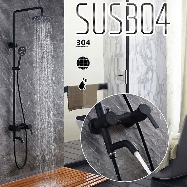 

bathroom shower sets 304 stainless steel system black faucet with baking mixer tap