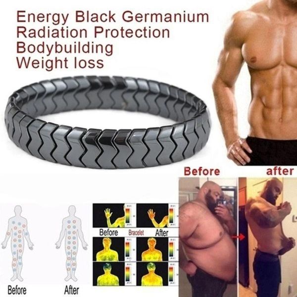 

charm bracelets hematite bracelet energy balance men healing protect health elastic rope bangle weight loss, Golden;silver