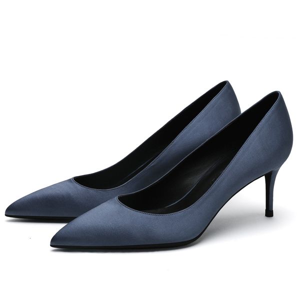 

sandals women pointed toe pumps 6cm thin high heels shoes silk female fashion ladies ol office big size e0056 or56, Black