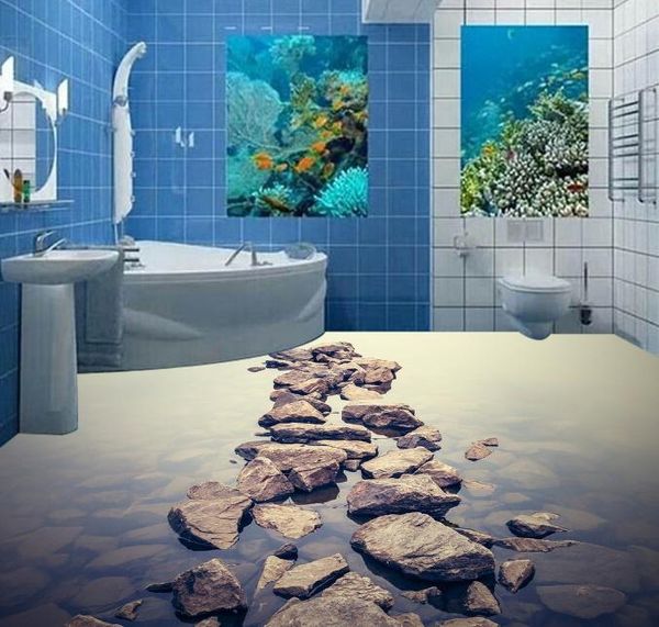 

wallpapers [self-adhesive] 3d waterside stones 217 floor wallpaper mural wall print decal murals