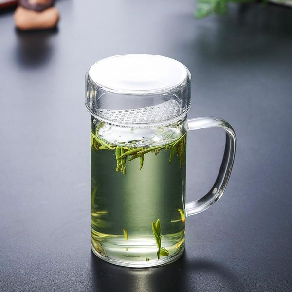 

mugs creative crescent tea chinese filter transparent glass mug with handle lazy cups house set