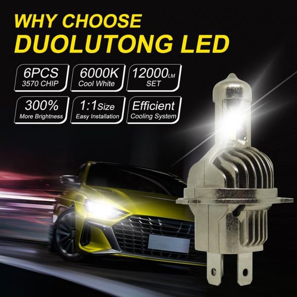 

car headlights headlight 50w 9-16v 6000k super led h4 h7 h8/h9/h11 9005 9006 bulbs lampada 12000lm ip67 waterproof light