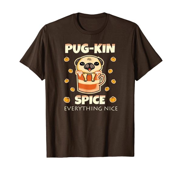 

pugkin spice everything nice adorable puppy pug in a mug t-shirt, White;black