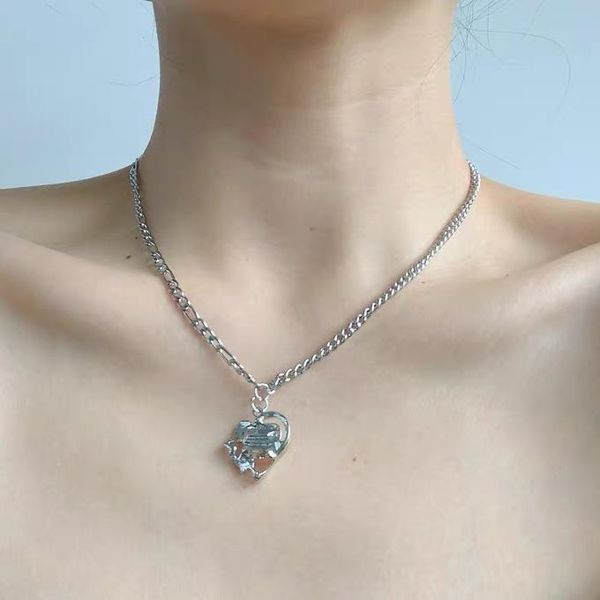 

pendant necklaces summer mint green rhinestone necklace korean style simple clavicle chain accessories for women jewelry, Silver