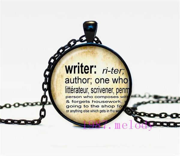 

writer creative vintage po cabochon glass chain necklace,charm women pendants fashion jewelry gifts chains, Silver