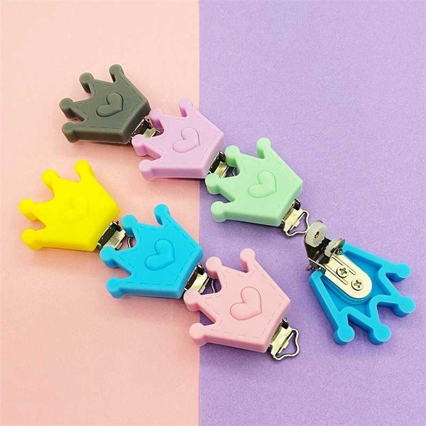 

pacifiers# 1pcscrown baby pacifer clips silicone teether clip diy dummy chain nipple holder soother nursing teething toy soft
