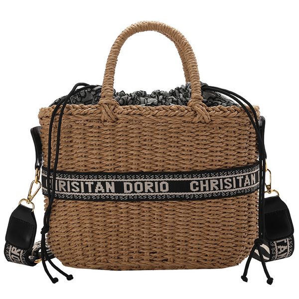 

luxury designer women's bag hand-held shopping french woven straw women's vegetable basket one shoulder diagonal span