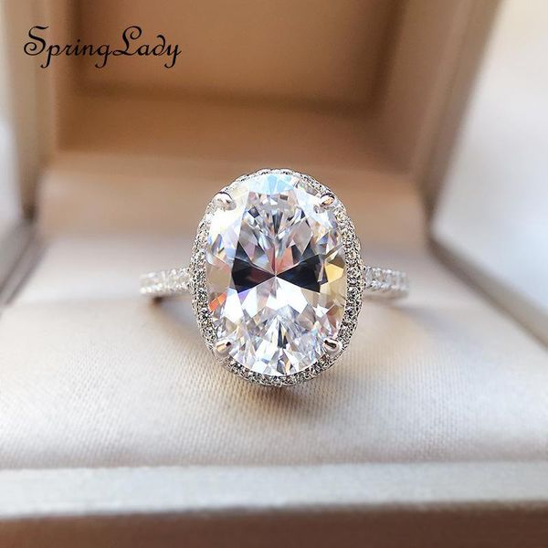 

cluster rings sterling silver 925 oval 9x13mm diamond red yellow gemstone engagement ring, specially designed for ladies parties, Golden;silver