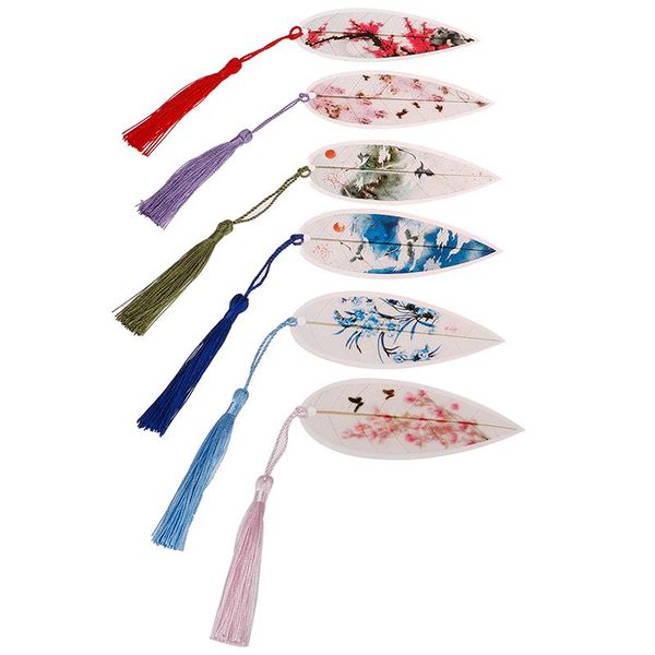 

bookmark leaves vein tassel classical chinese style natural collectible handmade