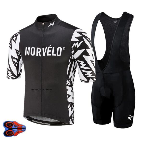 

racing sets 2021 black morvelo cycling clothing bike jersey quick dry bicycle clothes mens summer team jerseys 9d shorts set, Black;blue