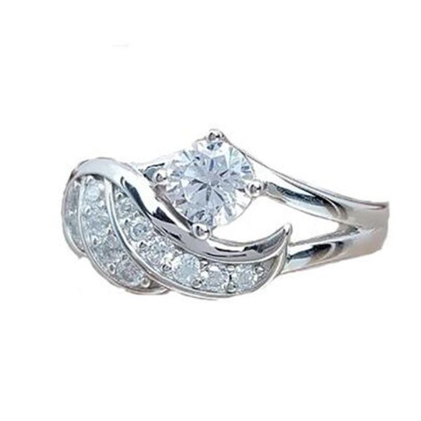 

wedding rings european and american angel wing ring for women luxury crystal female engagement exquisite jewelry gifts, Slivery;golden