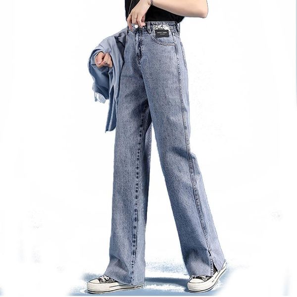 

women's jeans street wide-leg trousers denim high-waisted bottoms 2021 loose, Blue