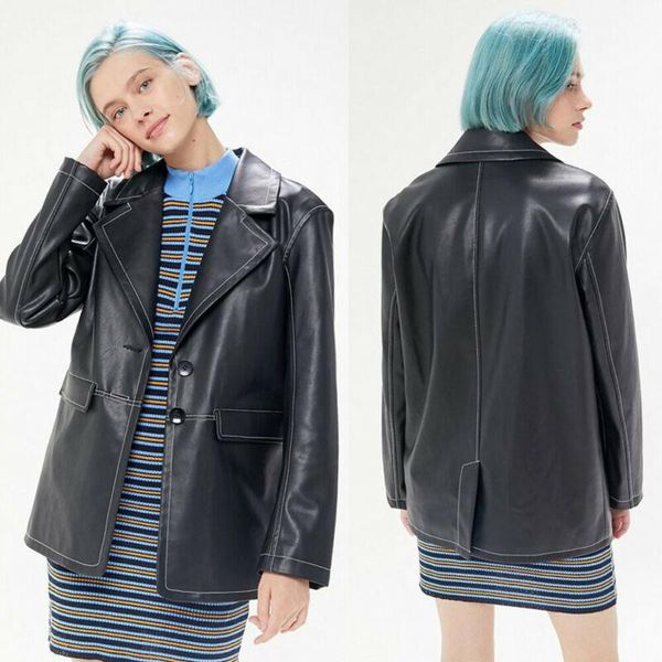 

women's jackets autumn winter womens pu leather jacket motorcycle biker flight lapel coats fashion ladies loose outerwear cool women, Black;brown