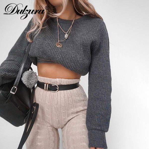 

knitted jumper sweater thick loose pullover women crop long sleeve streetwear 2021 autumn winter clothes solid warm, Black;white