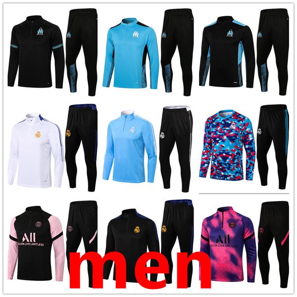 

men adults 2122 football soccer tracksuit training suit jacket 2021 2022 survetement foot chandal tuta jogging 66688888, Black