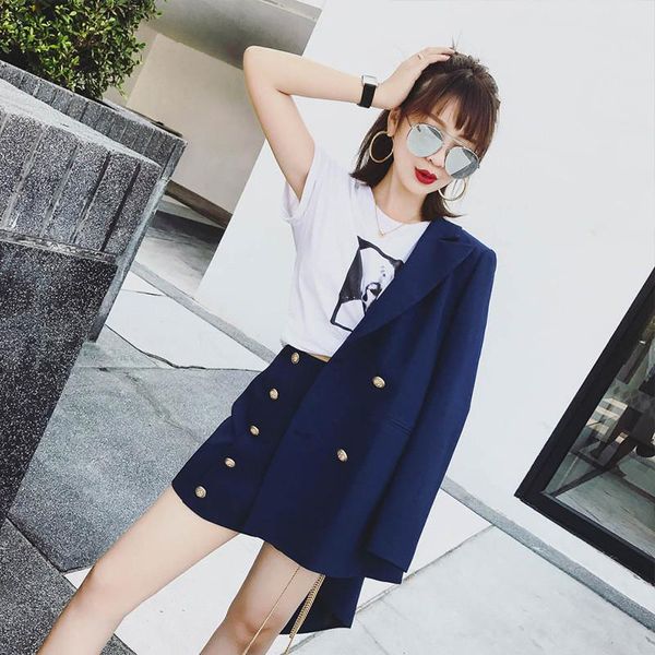 

women's two piece pants 2021 summer 3 pcs suit blazer shorts women girl office work wear coat jacket, White