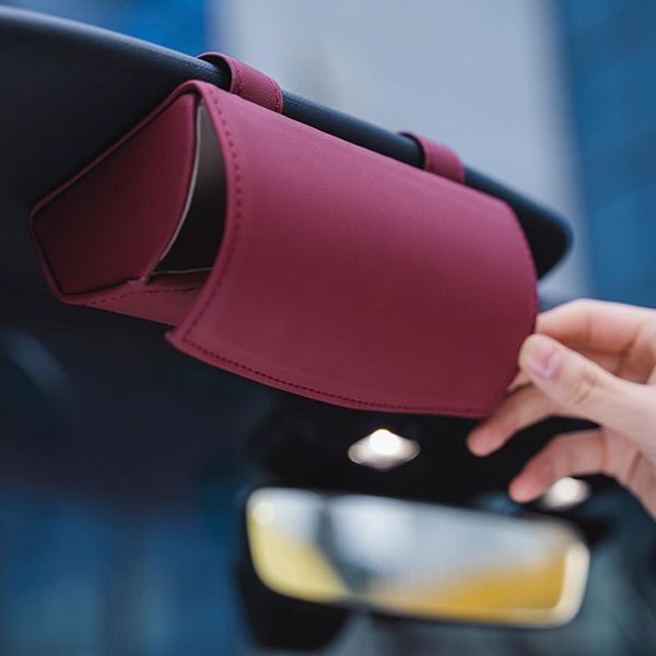 

other interior accessories car glasses storage box visor clip pu leather cases sunglass holder without logo