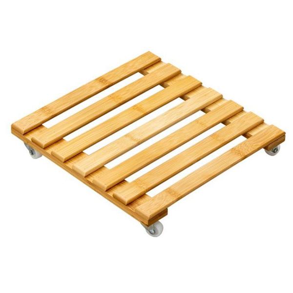 

bamboo plant stand with wheels, mobile flower pot rollers, suitable for outdoor storage racks on the terrace planters & pots