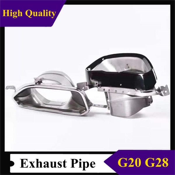 

motorcycle exhaust system 2 pieces 304 stainless steel car muffler tip for 3 series g20 g28 2021-2021 silver black back exhausts
