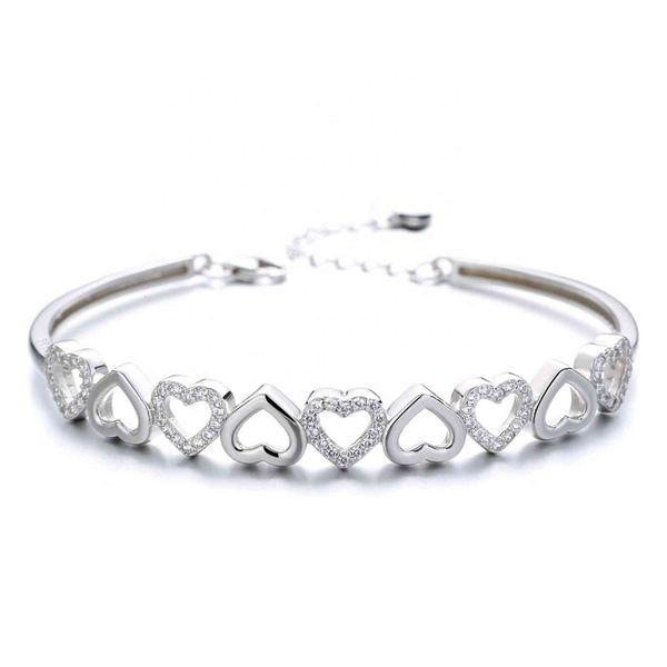 

fashion jewelry heart dign 925 sier ajustable bangle bracelet women, Golden;silver