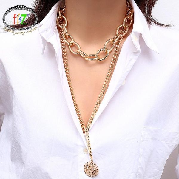 

pendant necklaces totasally arrival fashion punk maxi link chain round hollow flower statment necklace rock hip hop night club jewely, Silver