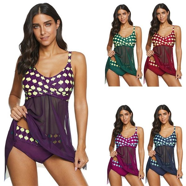 

bikini skirt mesh summer split triangle swimsuit for women, Black;white