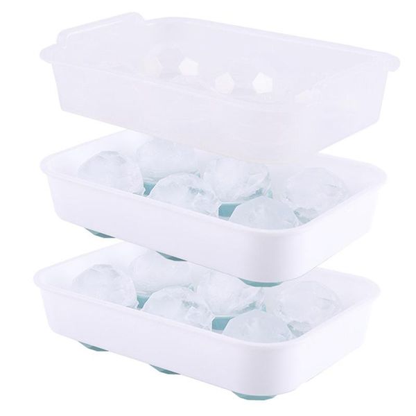 

baking & pastry tools silicone ice square trays set of 2 with cover, grade creative whiskey ball mould, 6-grid spherical lattice