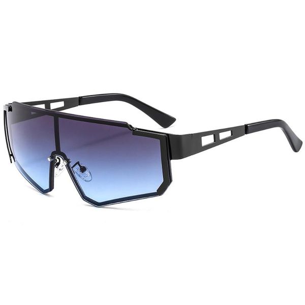 

sunglasses fashion for men women vintage oversized flat frame sun glasses personality big metal eyewear one-piece lenses, White;black