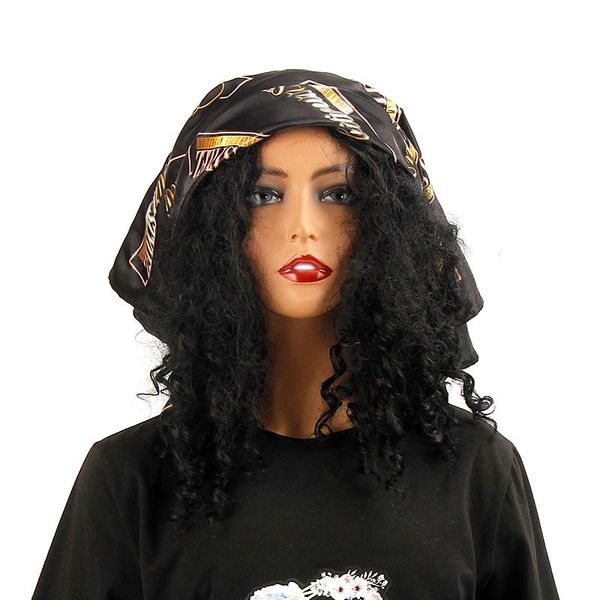 

party hats custom full logo square satin scarf bandana comfortable wig hair wrap bundle headband turban for women bufanda arco de cabelo
